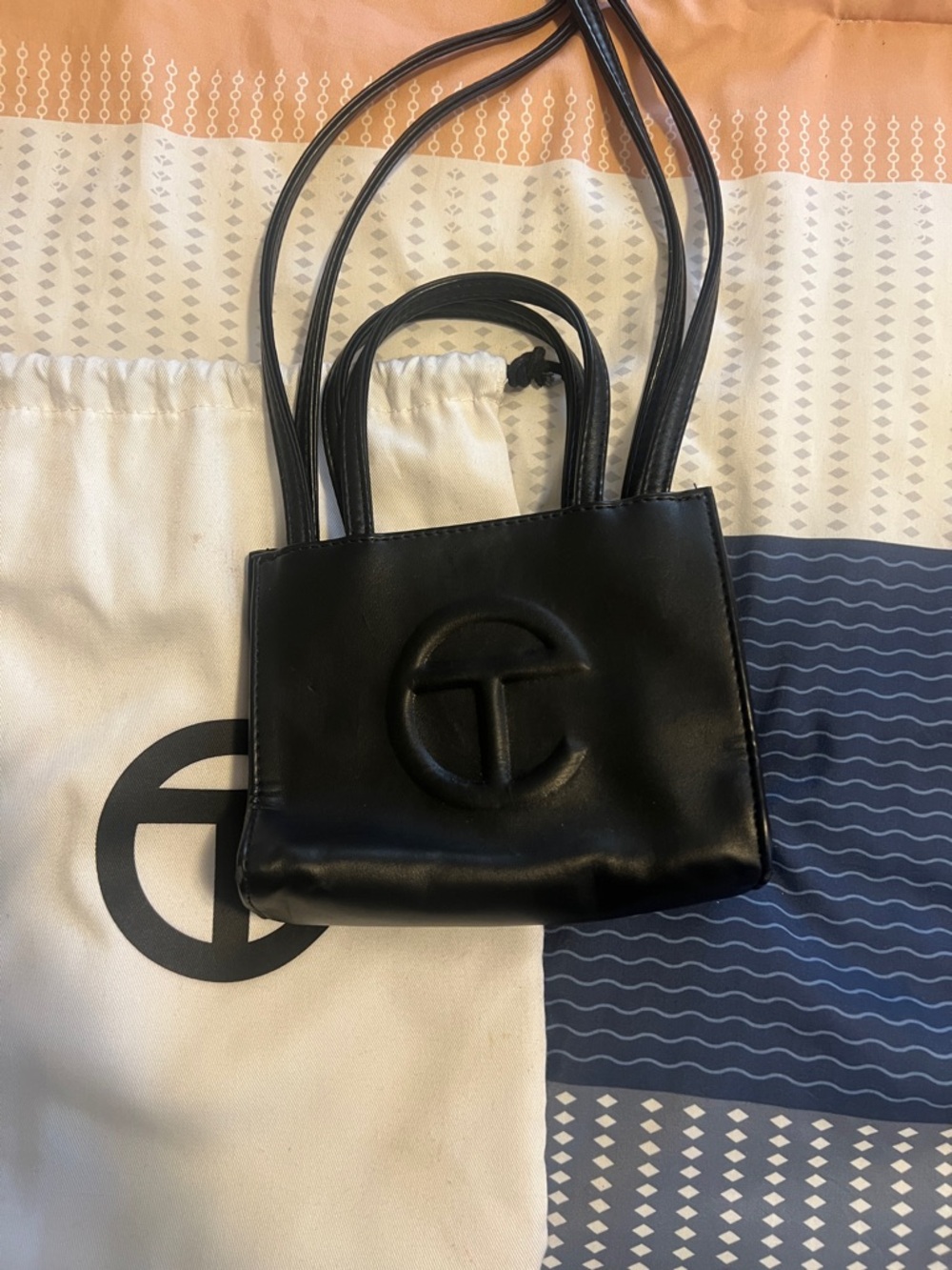 Telfar Black Mini Shopper with Embossed Logo